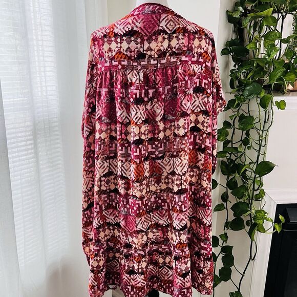 True Craft Colorful Floral Long Open Front Duster Wrap Aztec Southwestern OS - Picture 7 of 9